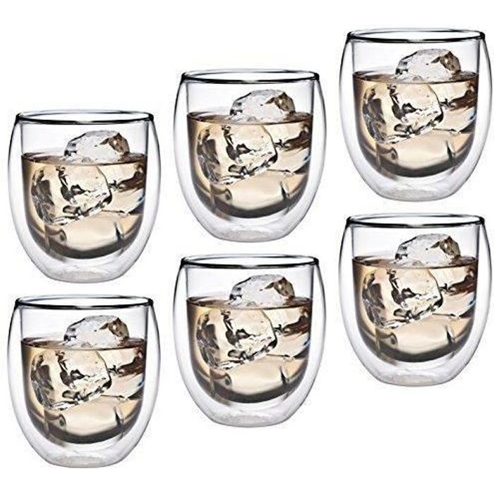 Action: 6 x 320 ml double paroi en verre thermique Effet de suspension, verre à thé - café Verre pour cappuccino, Café au lait,