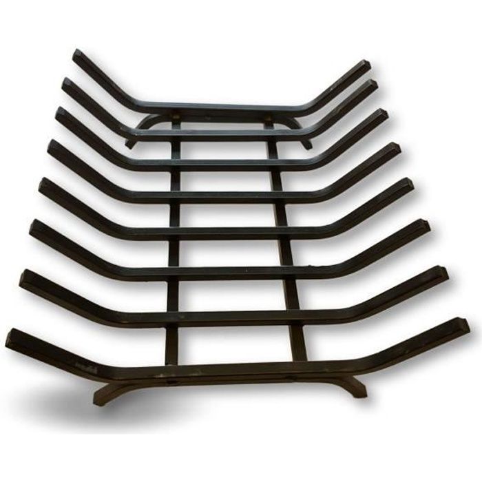 Grille porte bûches en acier forgé 8 barreaux - 40*36*16 cm - Stockage bois - Support foyers ouverts chenêts - Kibros 4SC4005