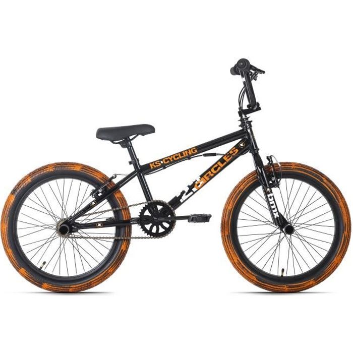 BMX 20'' - KS CYCLING - 23 Circles - 8 Ans - 4 Pegs - Noir-Orange - Taille de Cadre 28 cm