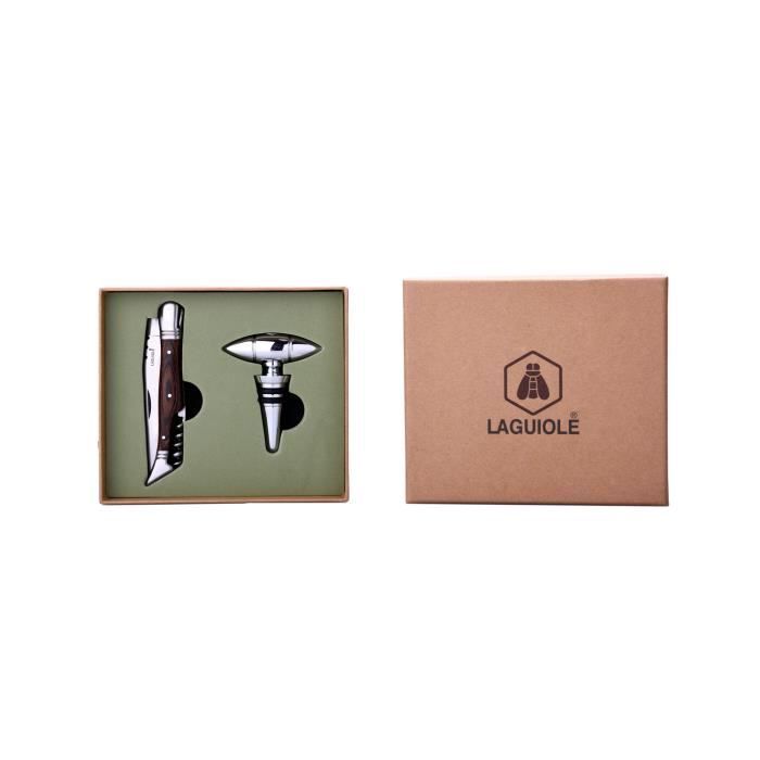 Coffret Accessoires à vin : sommelier, tire-bouchon, bouchon stopper