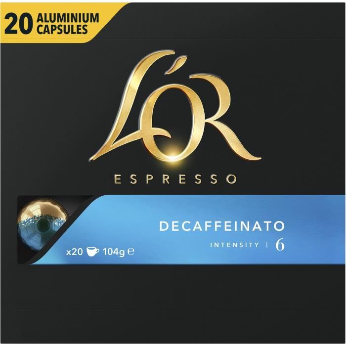 Café capsules L’Or Espresso Decaffeinato x20, en aluminium compatibles Nespresso