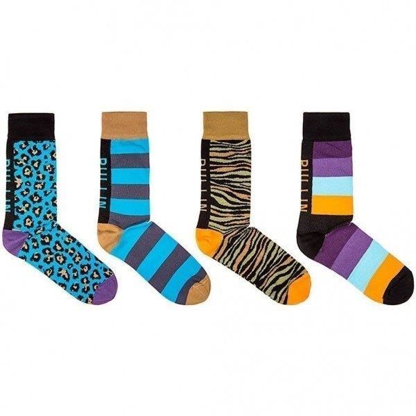 PULL IN Lot de 4 paires de Chaussettes Adulte Coton PACK26 Bleu Kaki