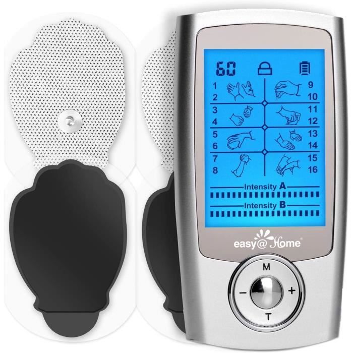 Électrostimulateur Musculaire Easy@Home anti-douleur TENS et Stimulation Électrique des Muscles EMS 16 Programmes De Massage 20 Nive