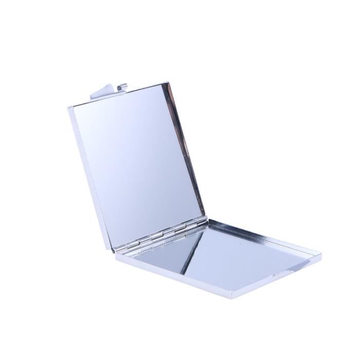 1Pc petit miroir portable boîtier métallique double de voyage cosmétique de maquillage durable pliant pour les MIROIR DE POCHE