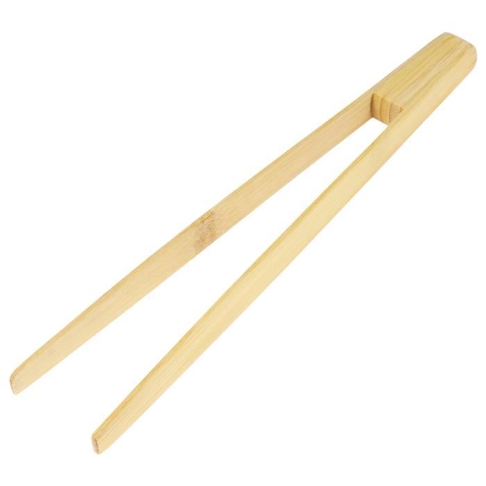 1 PC ergonomique longue prise facile en bambou pinces de cuisine de à grille-pain pour cuisson friture BARBECUE