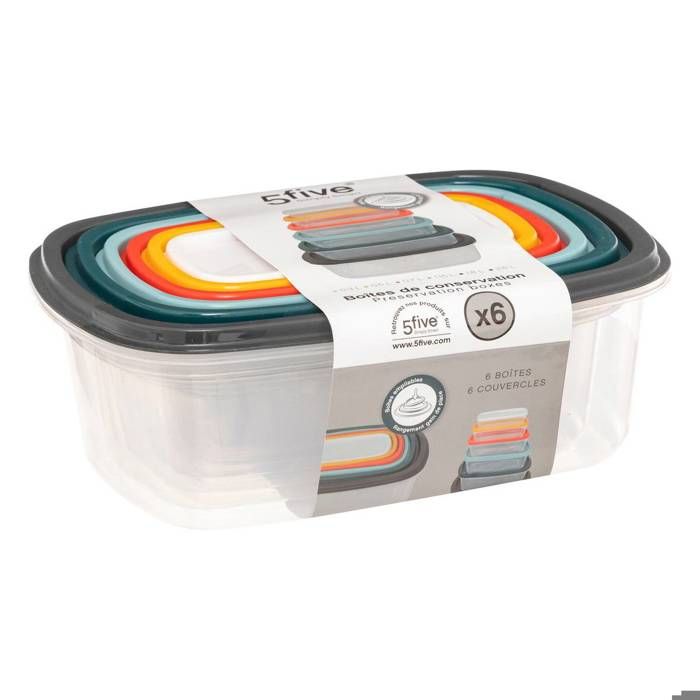 Lot de 6 grandes boites alimentaires rectangles