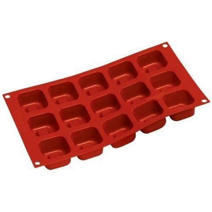 Silikomart 20.081.00.0060 SF081 Moule Forme Savarin Taille Moyenne Carrée 15 Cavités Silicone Terre Cuite SF081-C