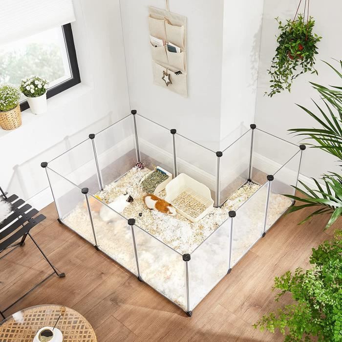 Enclos modulable - Parc pour petits animaux - Cochon d'Inde - Lapins - Hamsters - Rongeur - Couleur Blanc - SONGMICS LPC02W