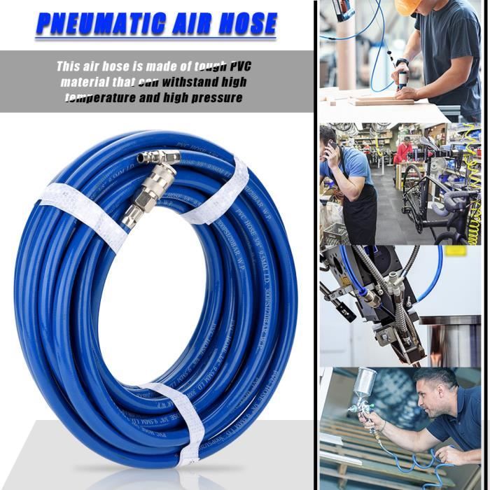 Tuyau d'air de compresseur auto Tuyau pneumatique flexible en PVC bleu 15M avec le connecteur rapide pour Compresseur Auto