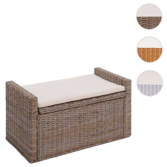 Coffre de rangement M92 Coussin Kubu Rotin 88cm gris-brun