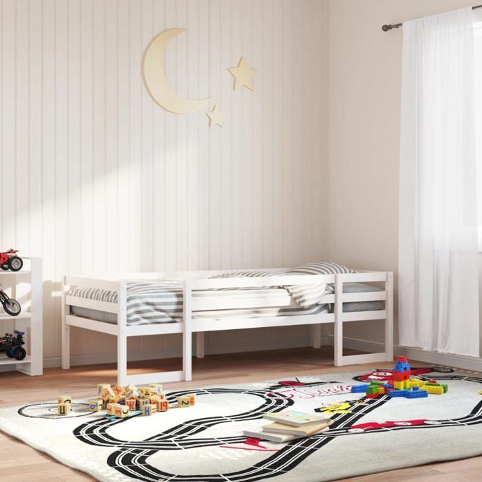 vidaXL Cadre de lit pour enfants blanc 90x190 cm bois de pin massif lit pour enfant lit simple pour enfant lit en bois 846868