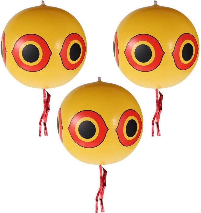Lot de 3 ballons anti-oiseaux Ø 40 cm ballons anti-oiseaux ballon effaroucheur doiseaux avec yeux gonflables ruban corde et au