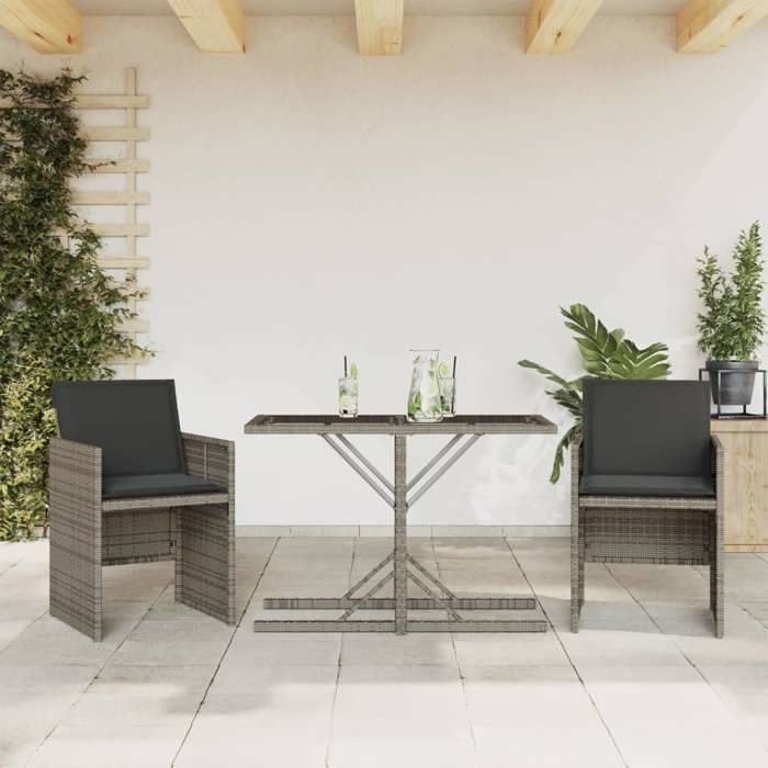 VidaXL Ensemble de bistro 3 pcs Résine tressée - vue 9