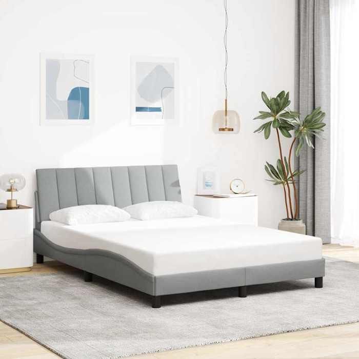 vidaXL Cadre de lit sans matelas Hanko gris clair 140x190 cm tissu 3310454