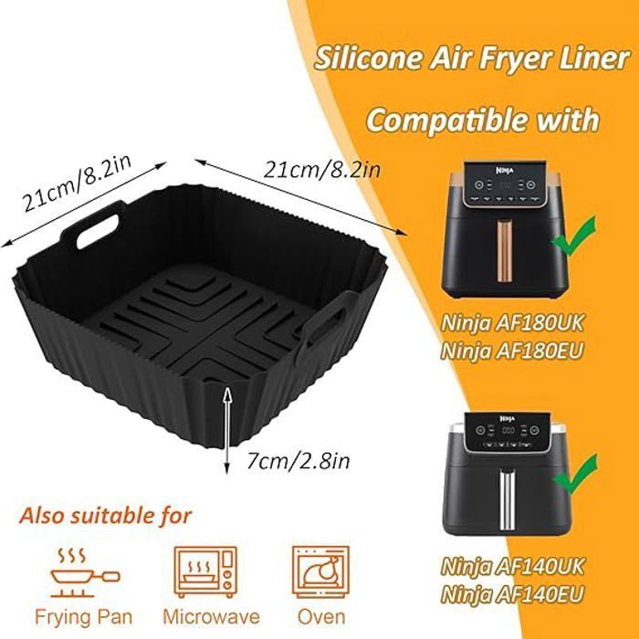 Set Da 11 Pezzi In Silicone Per Ninja AF140EU AF180EU | Accessori Per Friggitrice Ad Aria Calda | Pennello, Guanti, Spiedini E Inserti Antiaderenti - 3