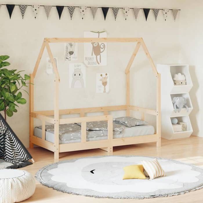 Lit adulte simple-Cadre de lit pour enfant 70x140 cm bois de pin massif SHL562669