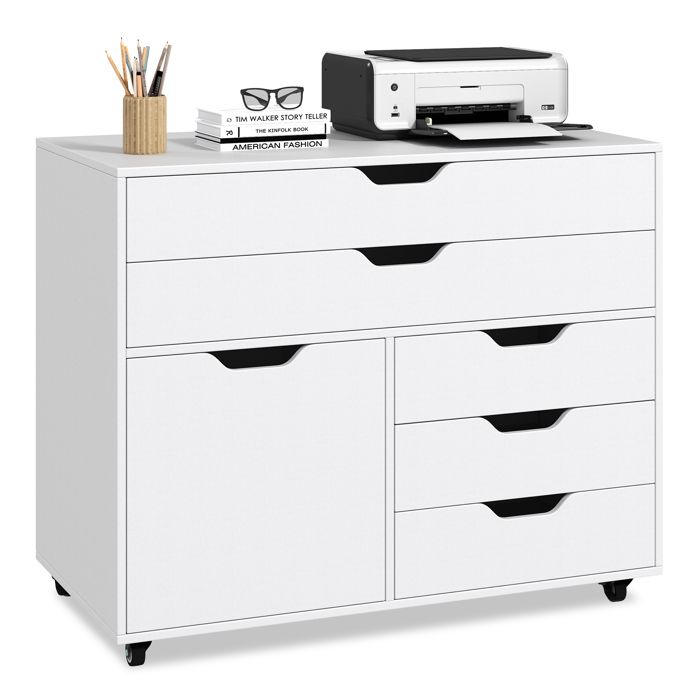 Costway Caisson De Bureau Meuble De Rangement Avec 3 Tiroirs Pour