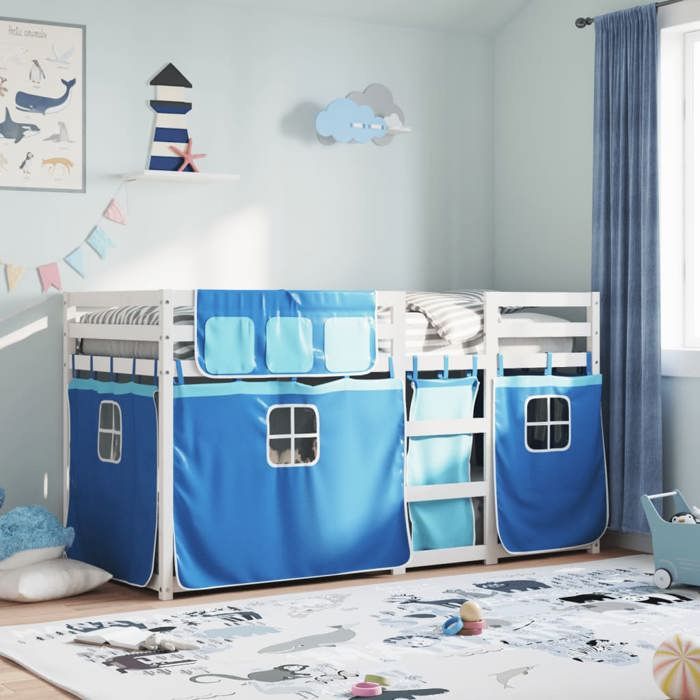 SALE 2025Lit superposé enfant - Lit 2 personnes - bleu 80x200 cm - bois de pin massif32.15 Kg 4732