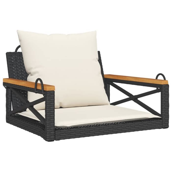 Bonne qualité Meuble dextérieurChaise de jardin BONNIE Balancelle avec coussins 63x62x40cm résine tressée DECO - vue 2