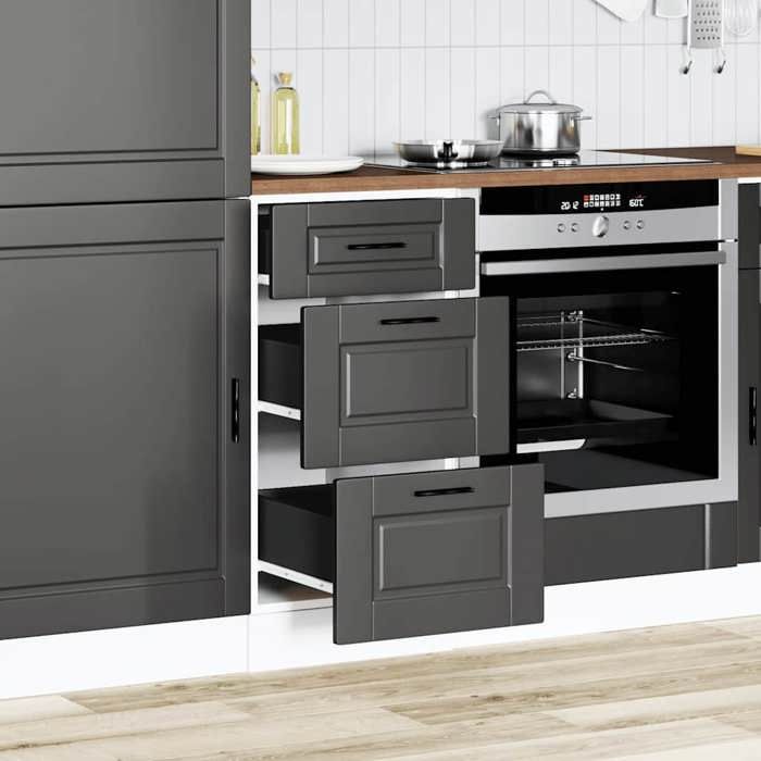 STAR - Armoire de cuisine multi-rangements Porto - Meuble bas cuisine - noir - bois dingénierie LL763