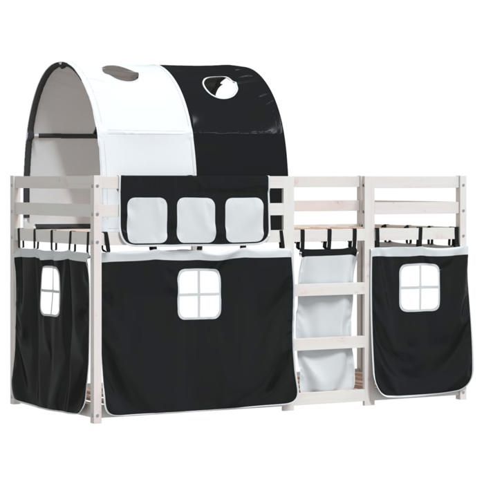 Lit Superposé Rico En Pin Massif FSC - Blanc, 90x200 Cm - Barrière Sécurité, échelle, Tiroir, Séparable En 2 Lits - Charge 100 Kg/étage - Sans Matelas - Fabrication Européenne
