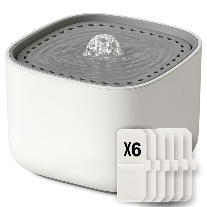 Fontaine a Eau Chat 2.5L + Lot de 4 Filtres  Fontaine à Eau pour Chat Super Silencieuse avec Filtration Avancée