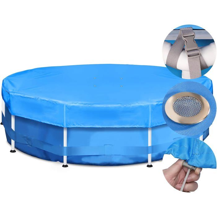 Bâche De Piscine Ronde - Oxford 210D Imperméable - Cordon De Serrage - Protection Feuilles/UV