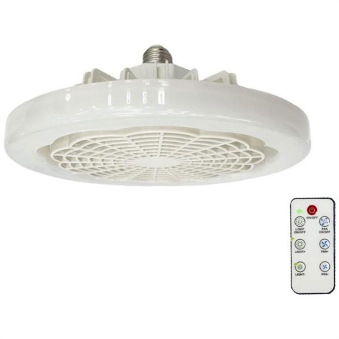 Ventilateur de Plafond E27 avec LumièRe et TéLéCommande Ventilateur Intelligent Ventilateur DéClairage Lampe de Ventilateur de