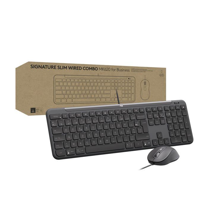 Ensemble Clavier-Souris - Logitech - MK620 - USB-C - AZERTY - Graphite