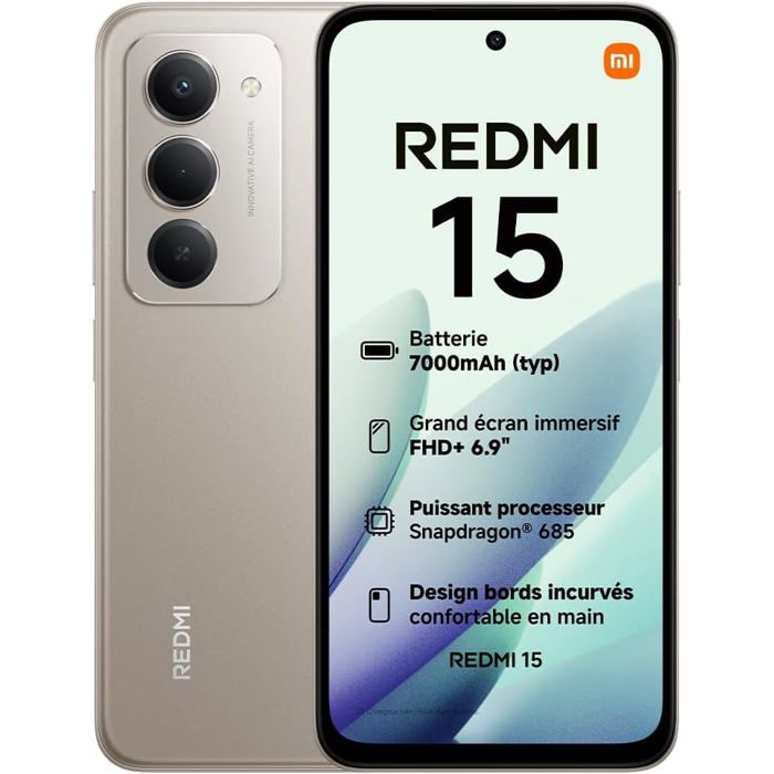 Xiaomi Redmi 15 Smartphone 8+ Écran FHD+ 144 Hz 6 9 Pouces Snapdragon 685 Double caméra 50 MP avec IA Batterie 7000 mAh Chargeur Non Inclus - vue 8