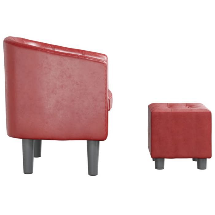 Fauteuil cabriolet avec repose-pied - WIENS - Similicuir - Rouge bordeaux - 70x56x68 cm - Repose-pied inclus