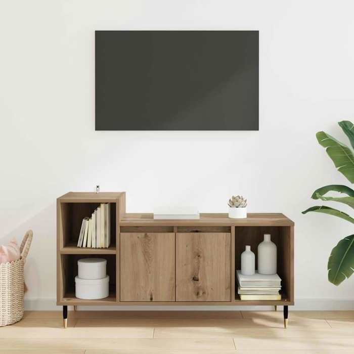 SALE Janvier MODERNE Cabinet TV - MGH - MEUBLE TV/HIFI - Avec rangement - Chêne artisanal 100x35x55 cm - Bois dingénierie TT2162