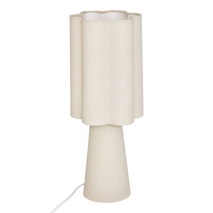 Lampe à poser design avec abat-jour ondulé Beige 18x18x44 cm