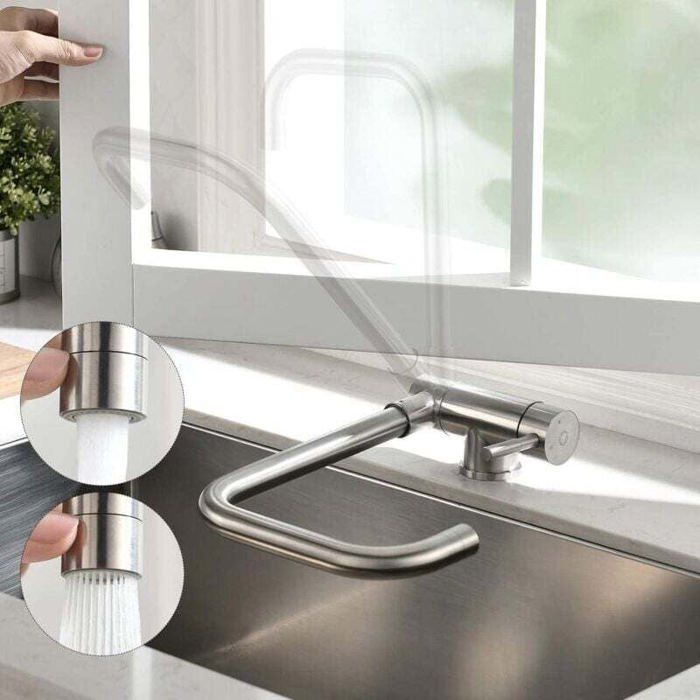 Mitigeur évier - PZCC - Rabattable - Inox brossé anti-empreinte - Pivotant 360° - 2 jets (concentré/large)