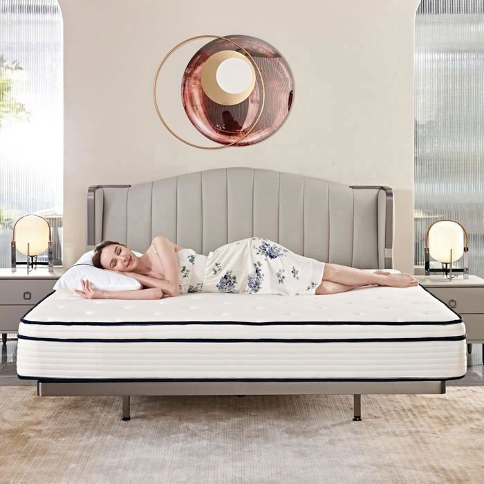 Matelas 160×200 cm à ressorts ensachés soutien orthopédique de la colonne vertébrale à 7 zones hauteur 25 cm