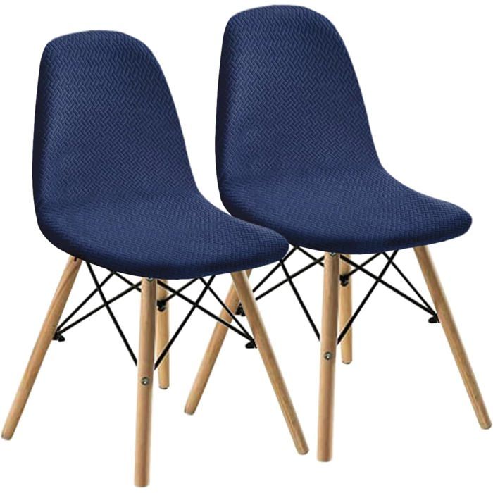 XJYDNCG 2Pcs Housse de Chaise Scandinave de Salle à Manger Élastique - Bleu Foncé