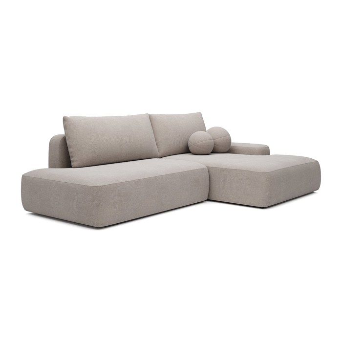 Canapé dangle droit ouvert convertible en tissu texturé taupe DAVISO