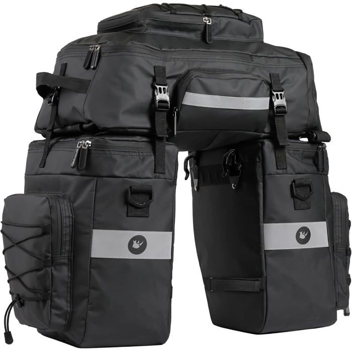 Sacoche Vélo Arrière 3 en 1 Étanche 75L avec Housse - Sac à Dos et Pannier Intégrable - Pour VTT Voyage et Sport Extérieur