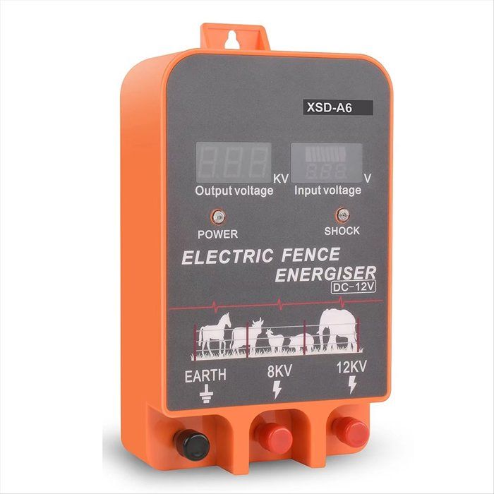 Électrificateur de Clôture Électrique 10 Km avec Écran LCD 25 12 V Contrôleur pour Ferme et Bétail Prise UE.
