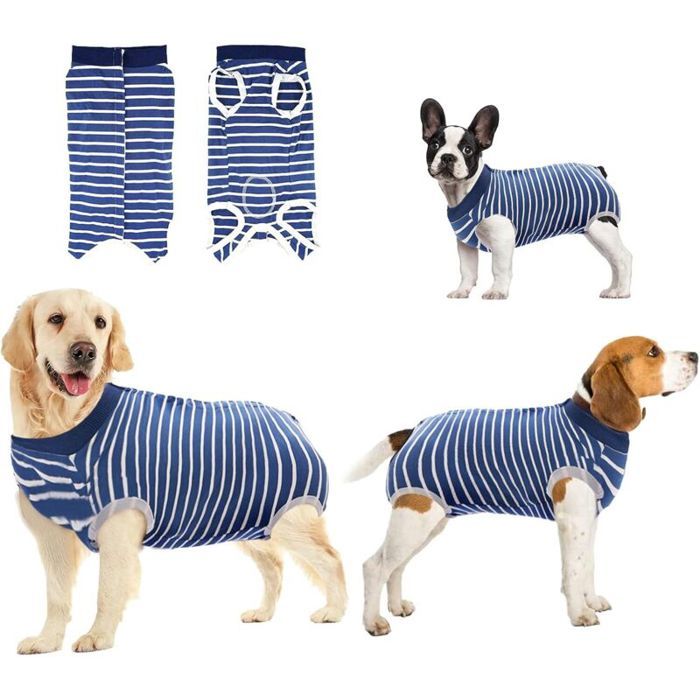 Gilet post-chirurgical pour animaux - Anti-léchage - Taille M - Bleu - Dos 35 cm - Buste 40 6-50 8 cm