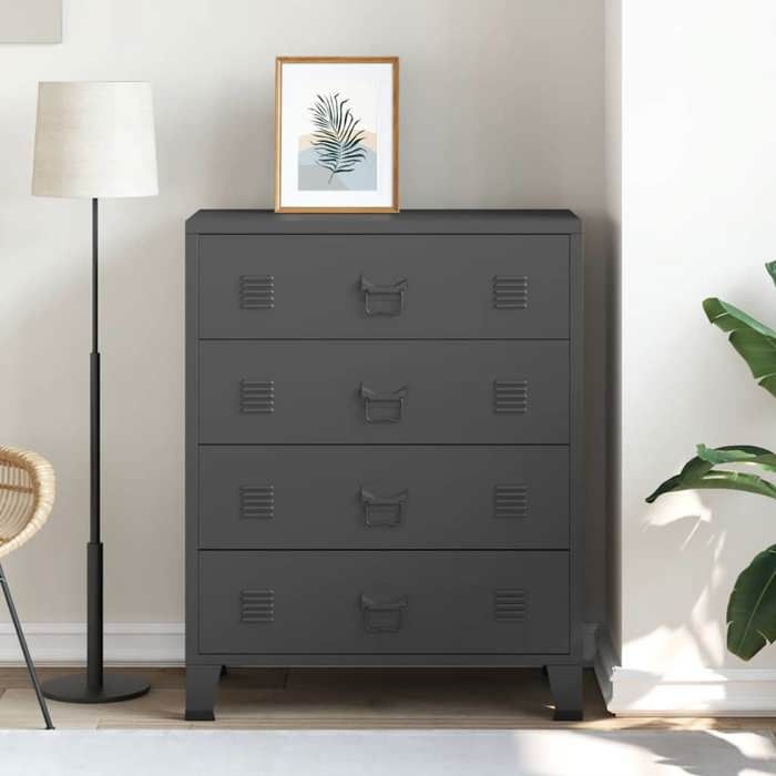 (4714)Moderne Commode à tiroirs Métal Style Industriel 78x40x93 cm Noir poid:30.4 kg