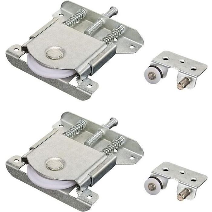 2 paires de roulettes pour portes coulissantes roues pour armoires meubles placards fenêtres et portes coulissantes (argen
