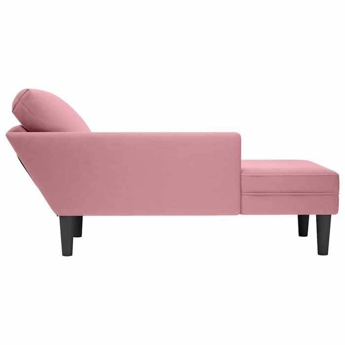 Fauteuil long avec coussin et accoudoir droit rose velours_2 ans garantie_87724