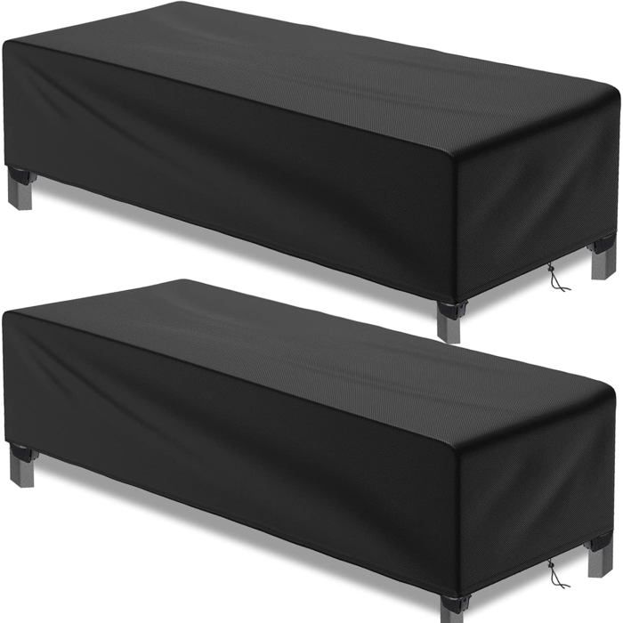 Lot de 2 Housses de Protection pour Chaise Longue de Jardin- Imperméables Coupe-Vent indéchirables Charge Lourde 500D