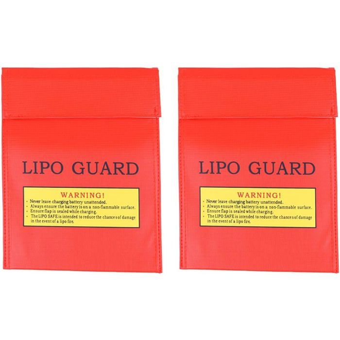 2 pièces 7 x 9 Pouces Safe Bag Sac de Protection Ignifuge Pochette de sécurité antidéflagrante pour la Charge et Le Stockage - Rouge