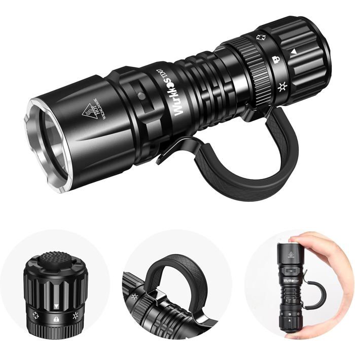 TD07 Lampe Torche LED Ultra Puissante 1300 Lumens Lampe Torche Rechargeable Turbo/Stroboscopique Longue Durée Lampe de Poche IP68