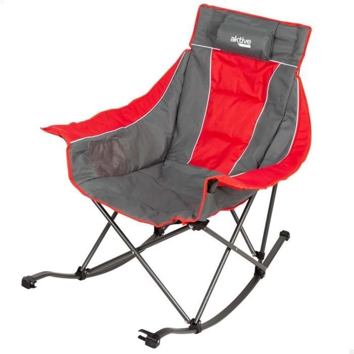 Chaise à Bascule Pliante - AKTIVE - Acier et Polyester - 1 place - 110 kg - Poches latérales Chaise à Bascule Pliante - AKTIVE - Acier et Polyester - 1 place - 110 kg - Poches latérales