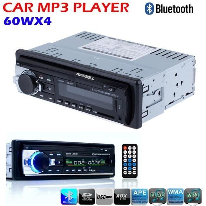 Wakauto Autoradio avec Bluetooth Radio FM Audio de Voiture Lecteur Mp3 Numérique Appel Mains Libres avec Télécommande sans Fil 