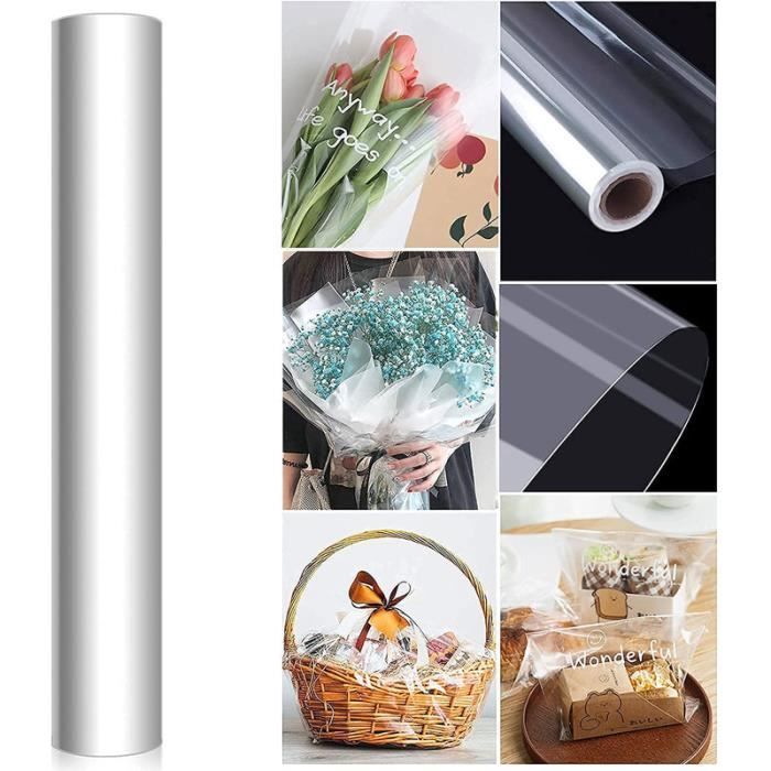 Rouleau de Papier Cadeau Transparent - Fleuriste Papier Transparent Emballage pour Papier D'emballage de Panier de Fleurs 54cm x