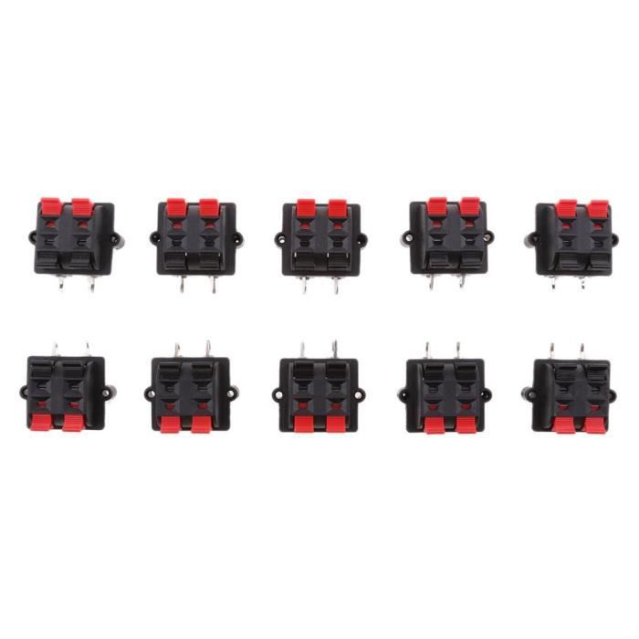 Connecteur Bornier à Ressort 2 Rangées 12 Positions - Pour Haut-parleur, Audio, 83,5 Mm, Rouge/noir
